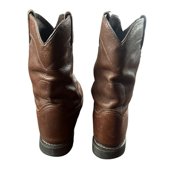 Justin Mens 10.5D Leather Pull-On Work Boots WX4920 Non-Marking Outsole Brown Du - Picture 6 of 7